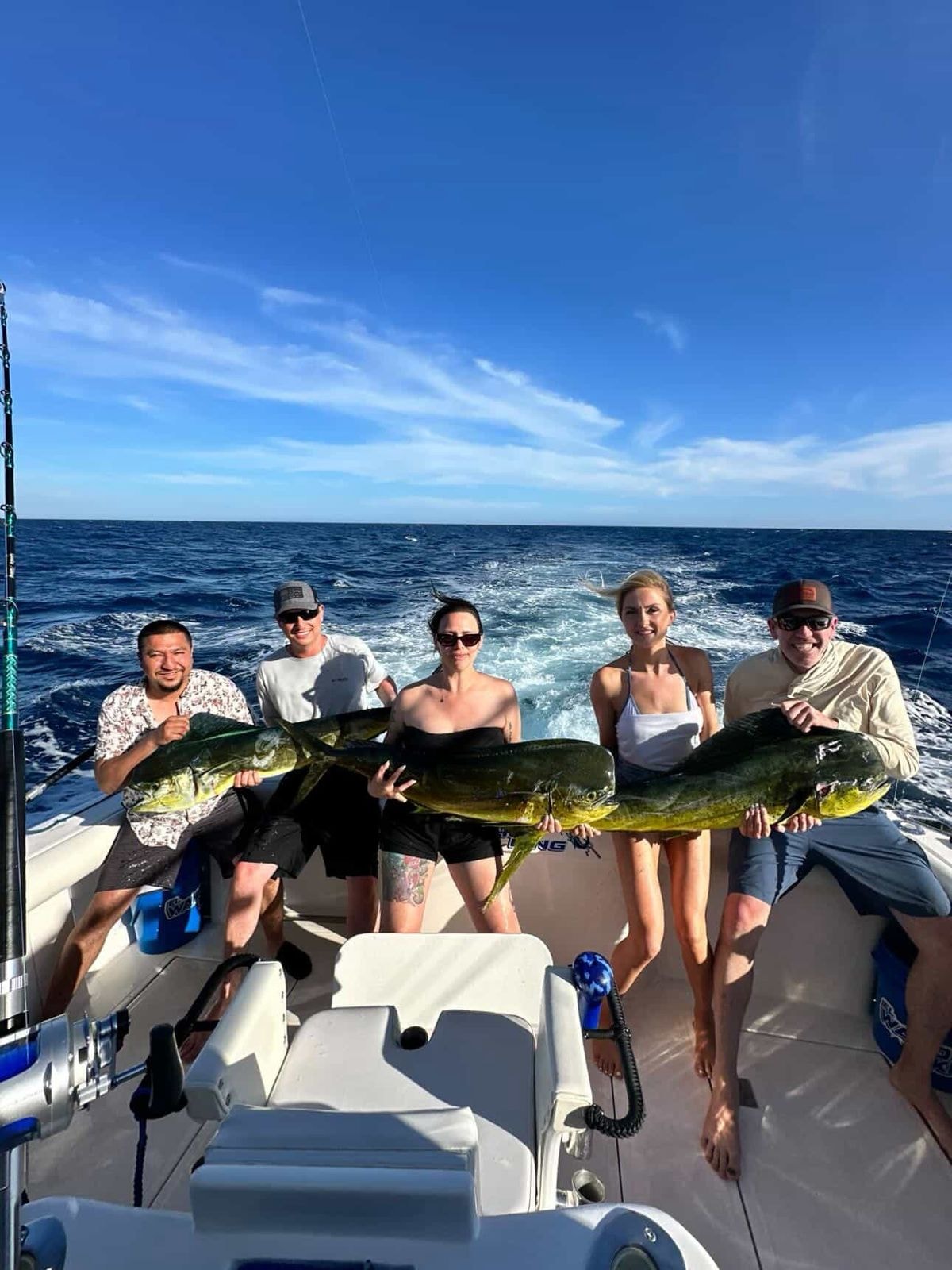 Group of five with double mahi-mahi catch